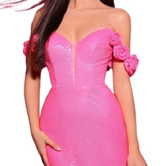 Clarisse Dresses & Skirts - NWT Clarisse 30432 Cocktail Dress Neon Pink Size 4